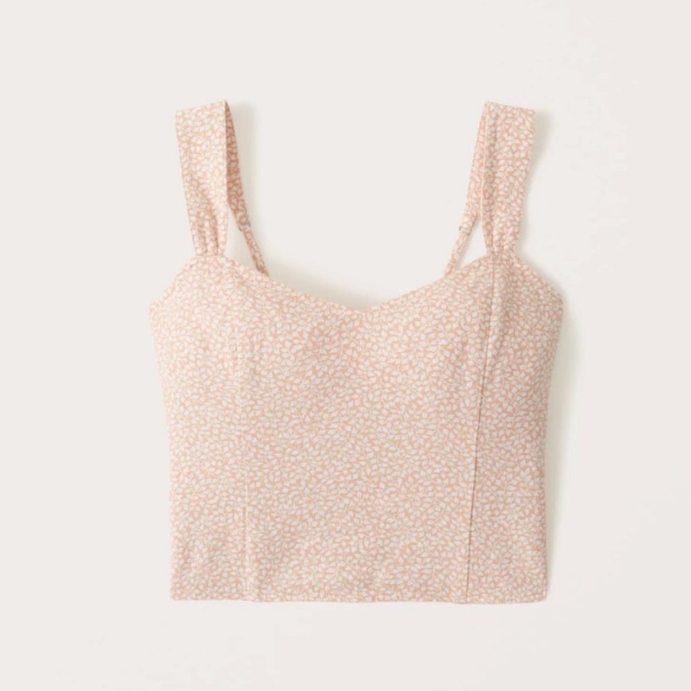 Abercrombie & Fitch Linen Wide Strap V-Neck Top